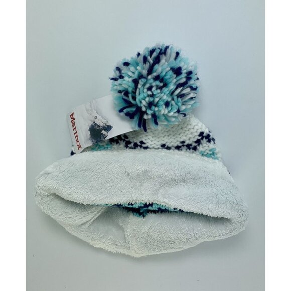 Marmot Tashina Hat Womens Arctic Navy Womens Blue White Winter Beanie New - Picture 3 of 6